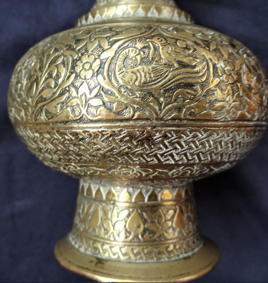 antique Omani brass rosewater sprinkler